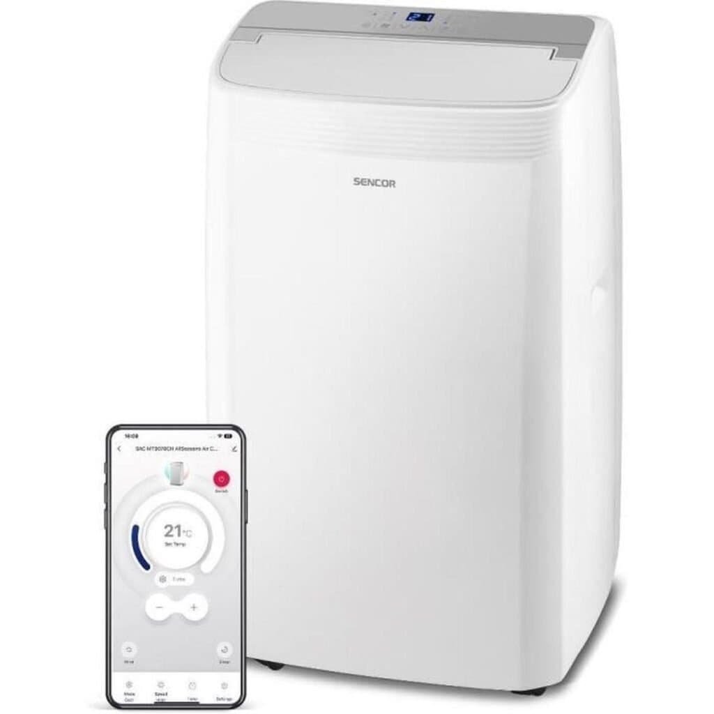 Climatiseur Mobile Sencor SAC MT9078CH 9000 BTU Wi-Fi 5 Modes Jusqu'à 35 m²