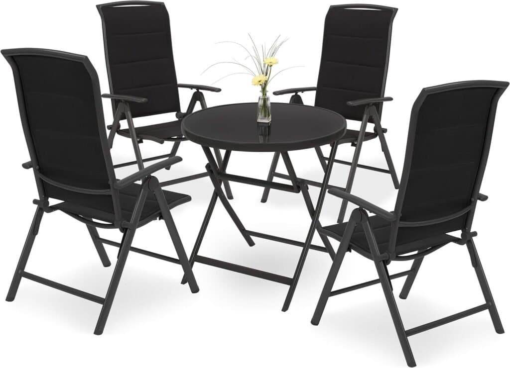 Salon de jardin BRUBAKER Milano – Table ronde et chaises pliantes